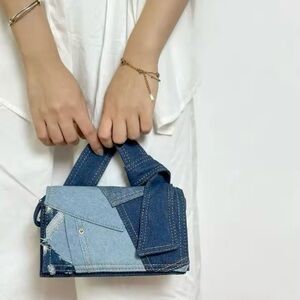 DENIM PATCHWORK MINI CITY BAG DENIM BLUE